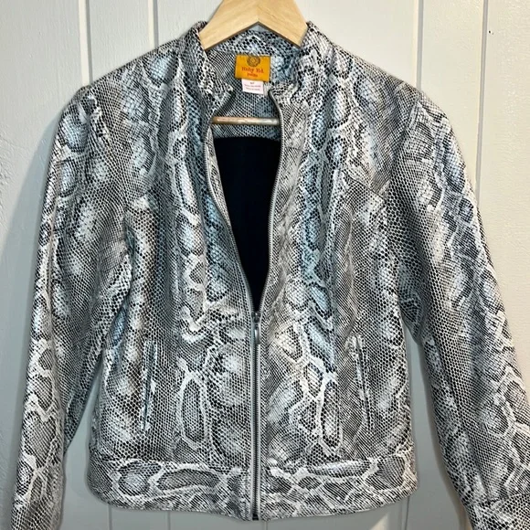 Ruby Red Snake Skin Leather Jacket - Picture 1 of 9